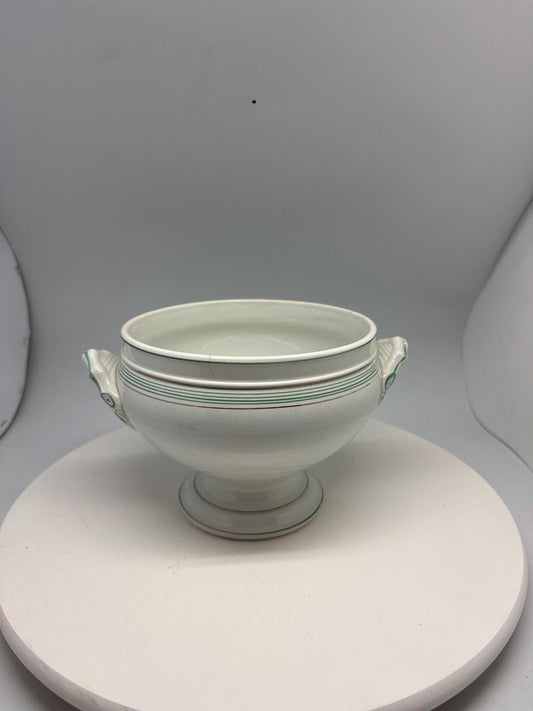 Vintage Green Ironstone Pedestal Bowl