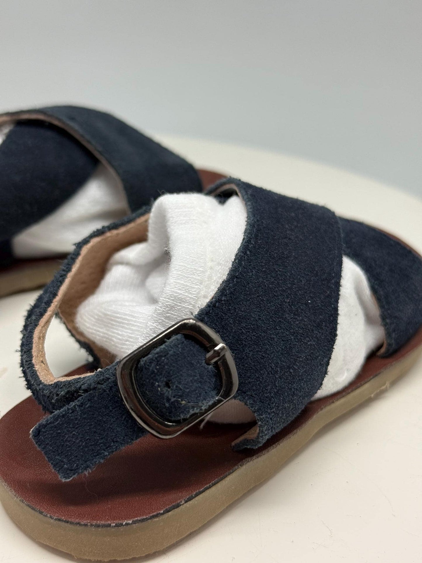 Navy suede leather sandals, Size 26 children's footwear