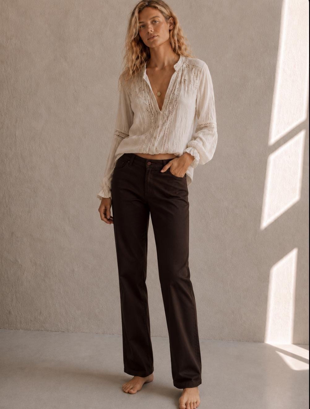 Brown Satin Vintage Straight Leg Trousers