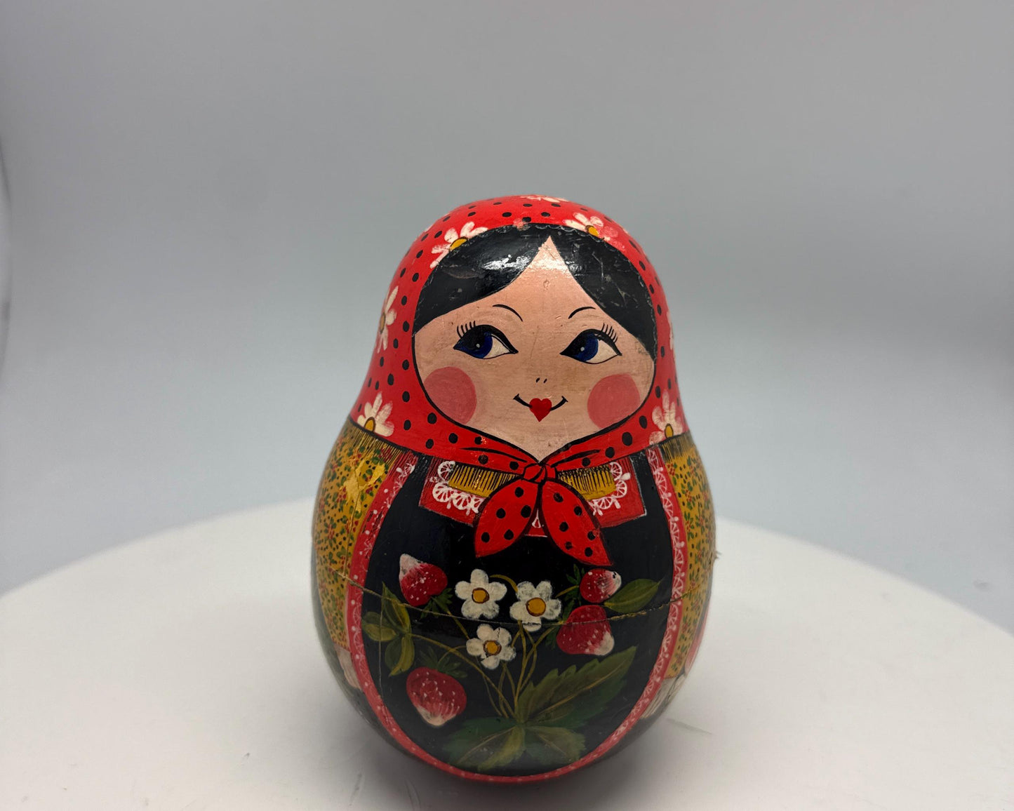 Hand-Painted Red Wooden Matryoshka Doll, Decorative