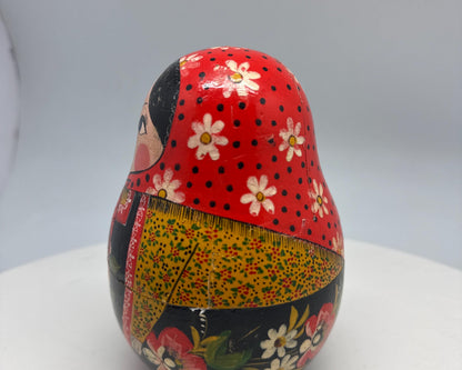 Hand-Painted Red Wooden Matryoshka Doll, Decorative