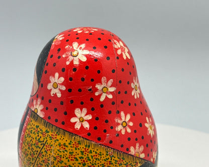 Hand-Painted Red Wooden Matryoshka Doll, Decorative