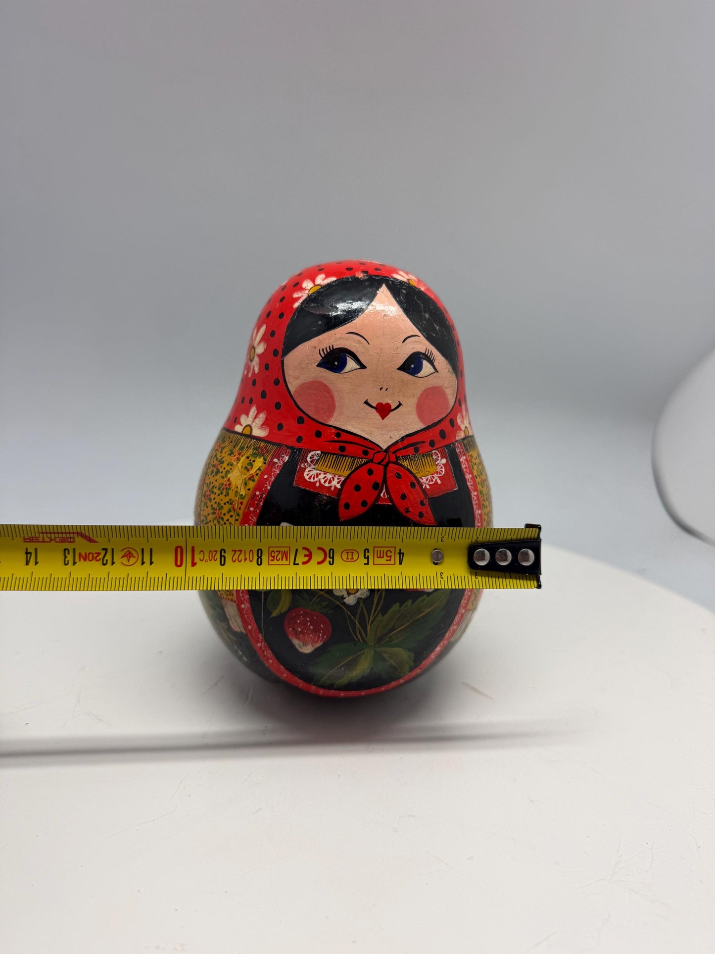 Hand-Painted Red Wooden Matryoshka Doll, Decorative