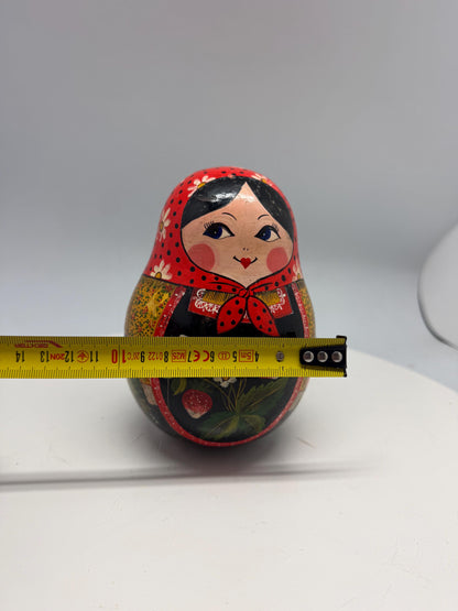 Hand-Painted Red Wooden Matryoshka Doll, Decorative