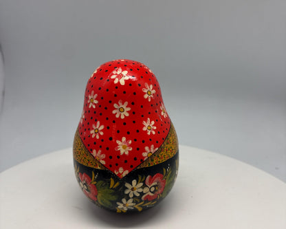 Hand-Painted Red Wooden Matryoshka Doll, Decorative
