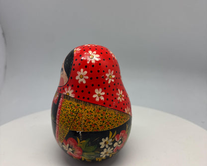 Hand-Painted Red Wooden Matryoshka Doll, Decorative