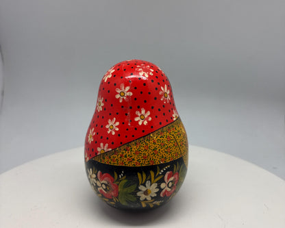 Hand-Painted Red Wooden Matryoshka Doll, Decorative