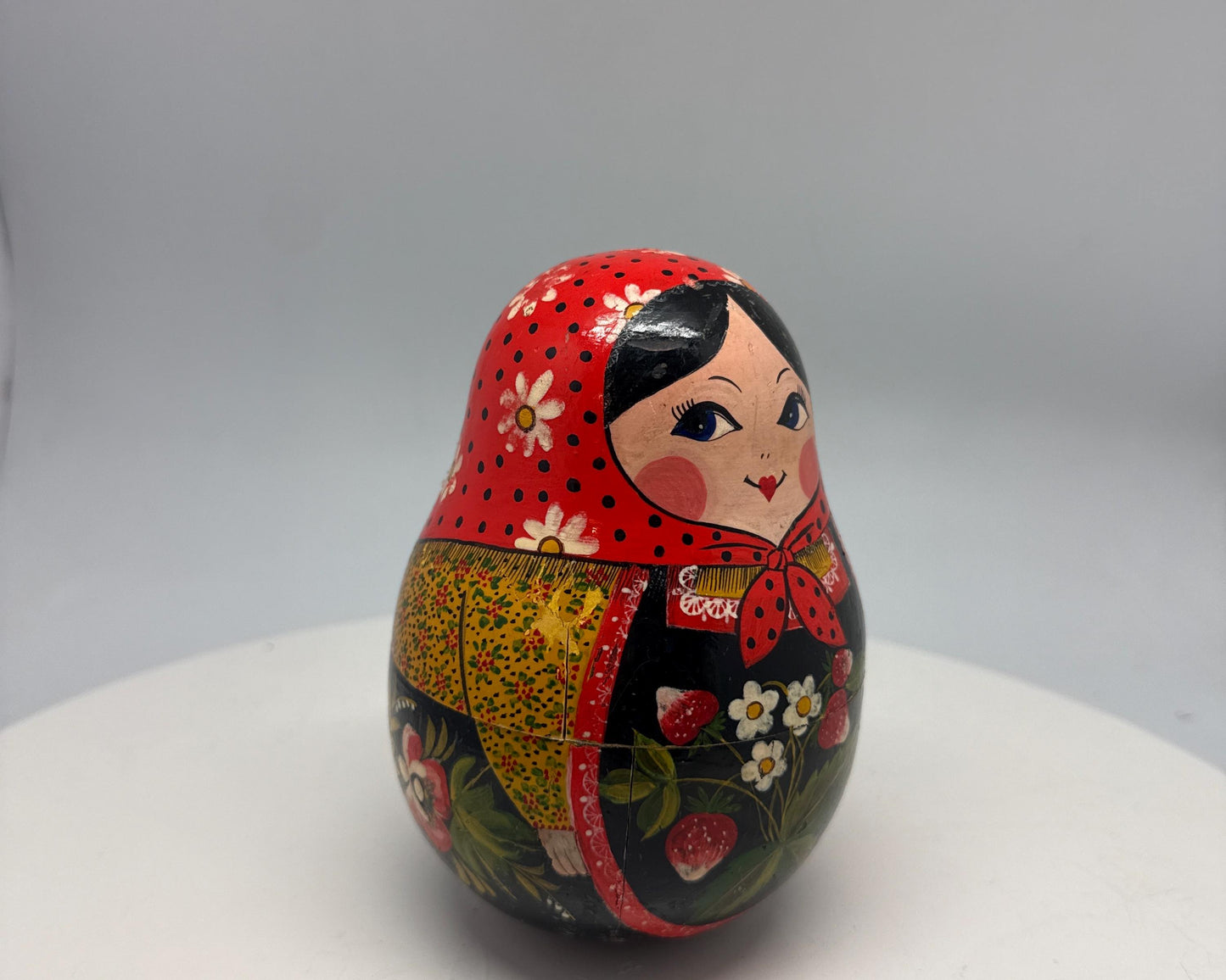Hand-Painted Red Wooden Matryoshka Doll, Decorative