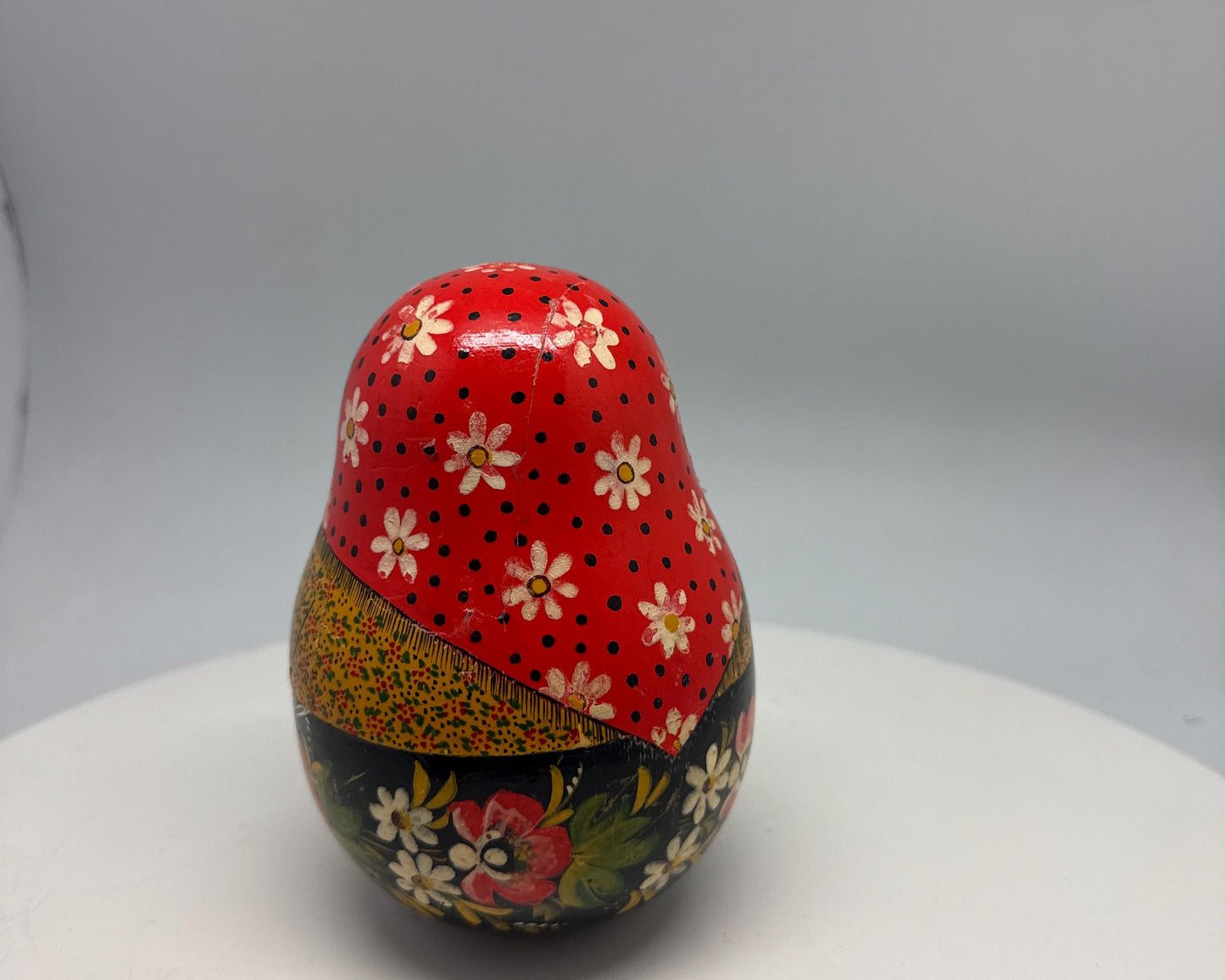 Hand-Painted Red Wooden Matryoshka Doll, Decorative