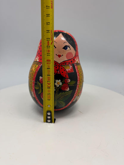 Hand-Painted Red Wooden Matryoshka Doll, Decorative