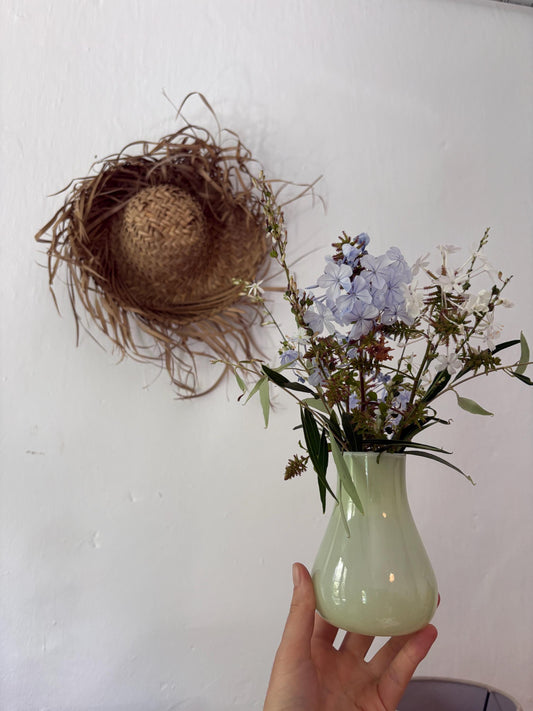 Vintage Mint Green Glass Vase, Small Bud Vase, Cottagecore Home Decor, Minimalist Floral Vase, Brocante Glass Flower Vase