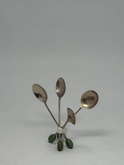 Set of 4 EPNS Teaspoons, 10 cm Silver-Plated Cutlery, Vintage Small Spoon Set, Tableware, Afternoon Tea