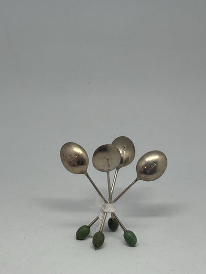 Set of 4 EPNS Teaspoons, 10 cm Silver-Plated Cutlery, Vintage Small Spoon Set, Tableware, Afternoon Tea