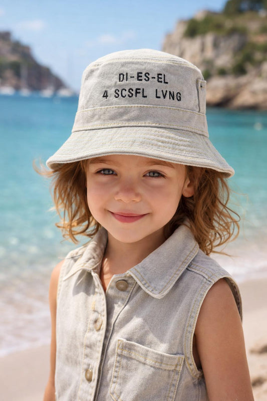 Vintage Diesel Kids Denim Bucket Hat, Size 1, 100% Cotton, Unworn With Tag, 44 cm