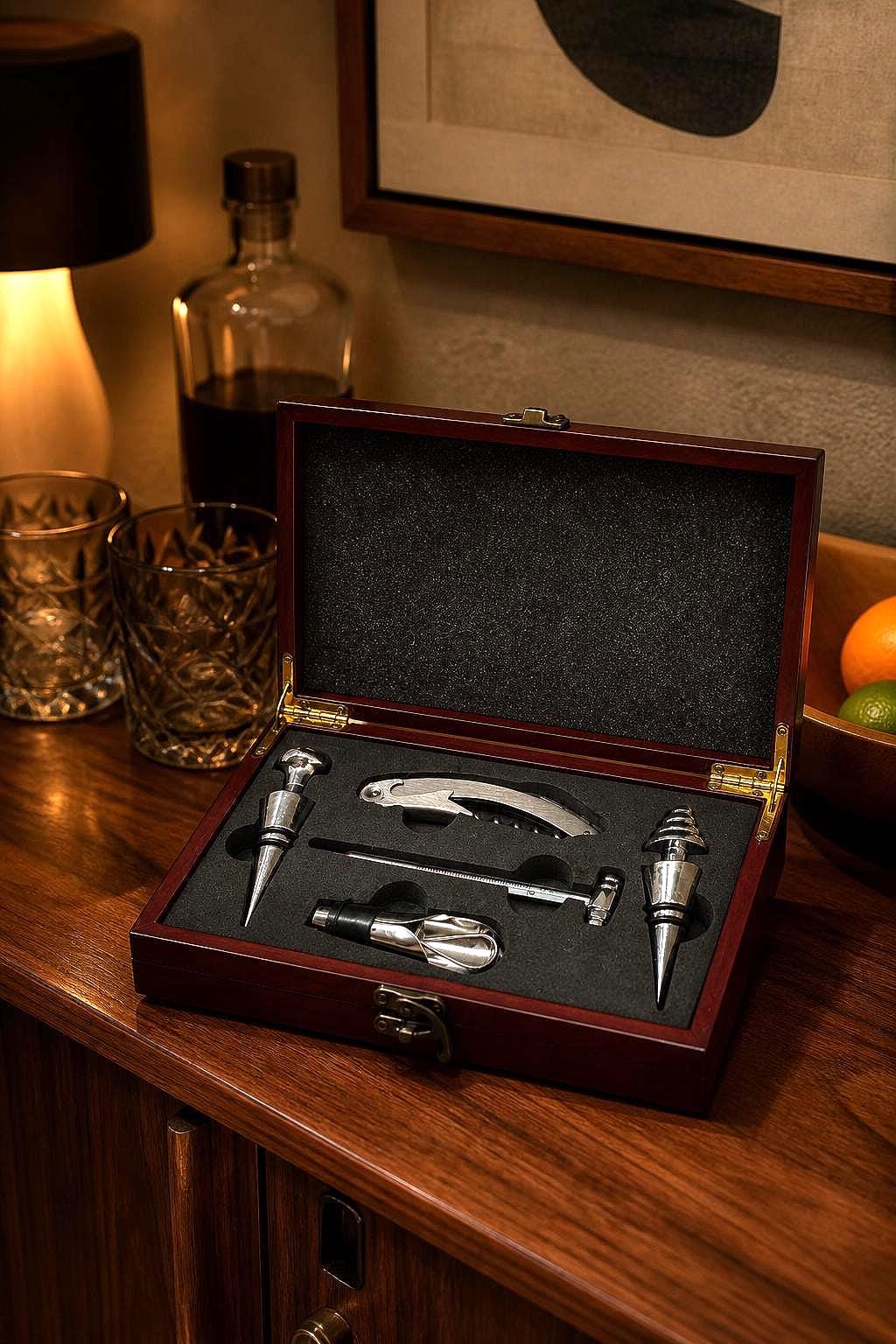 Wooden Wine Accessory Gift Set