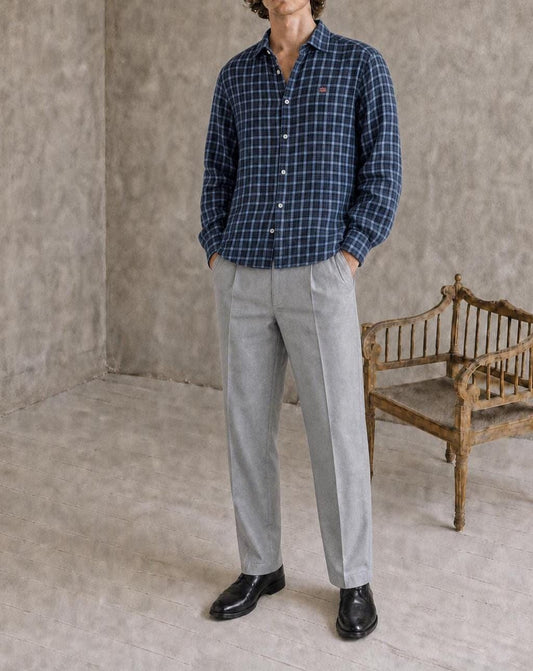 Vintage Napapijri Blue Plaid Shirt | Men’s Slim Fit Cotton Button-Up | Unisex Outdoor Grunge Shirt | Fits M