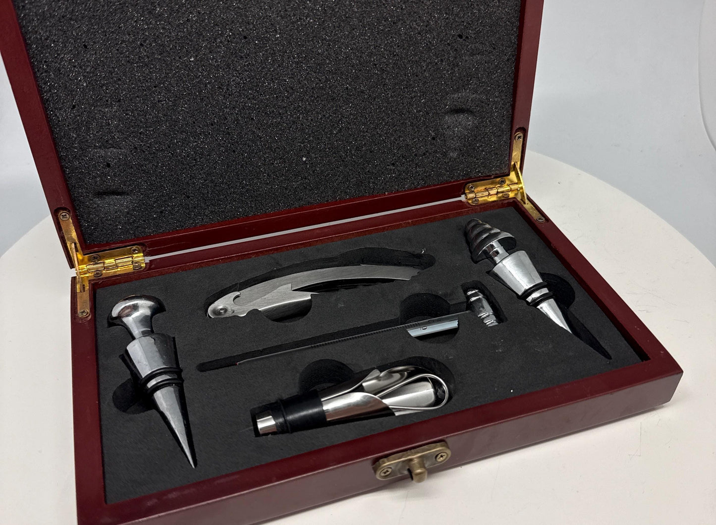 Wine Accessory Gift Set in Wooden Presentation Box, Gift for Him, Christmas Gift for Wine Lover, Barware Set
