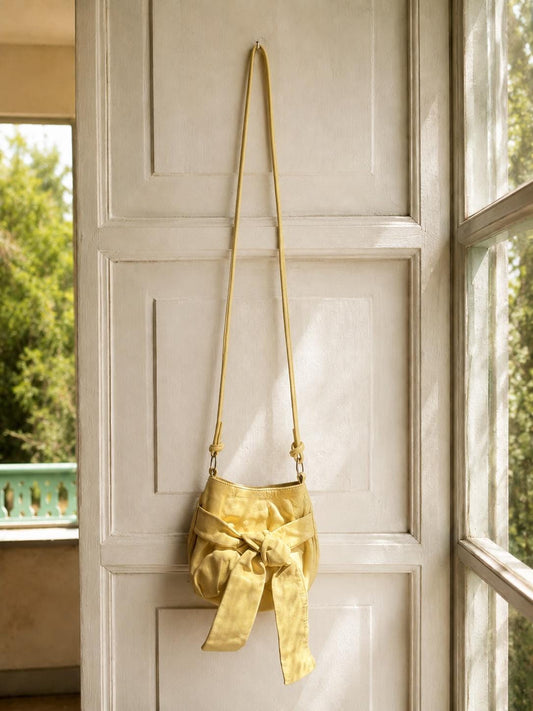 Pastel Yellow Leather Crossbody Bag