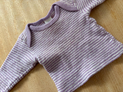 Vintage Engel Baby Wool Silk Top 62/68, Pink Striped Long Sleeve Shirt, Merino Wool Silk, Waldorf Baby, Made in Germany