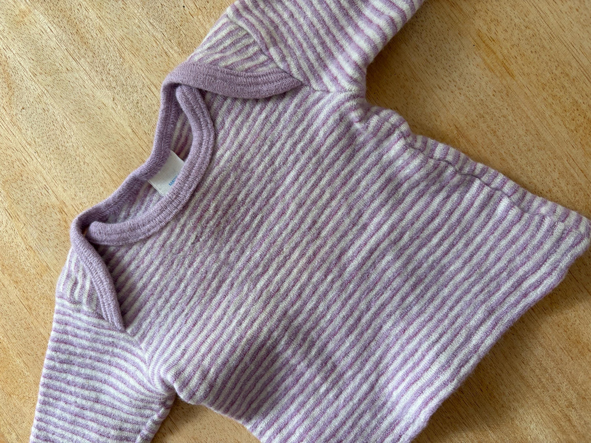 Vintage Engel Baby Wool Silk Top 62/68, Pink Striped Long Sleeve Shirt, Merino Wool Silk, Waldorf Baby, Made in Germany