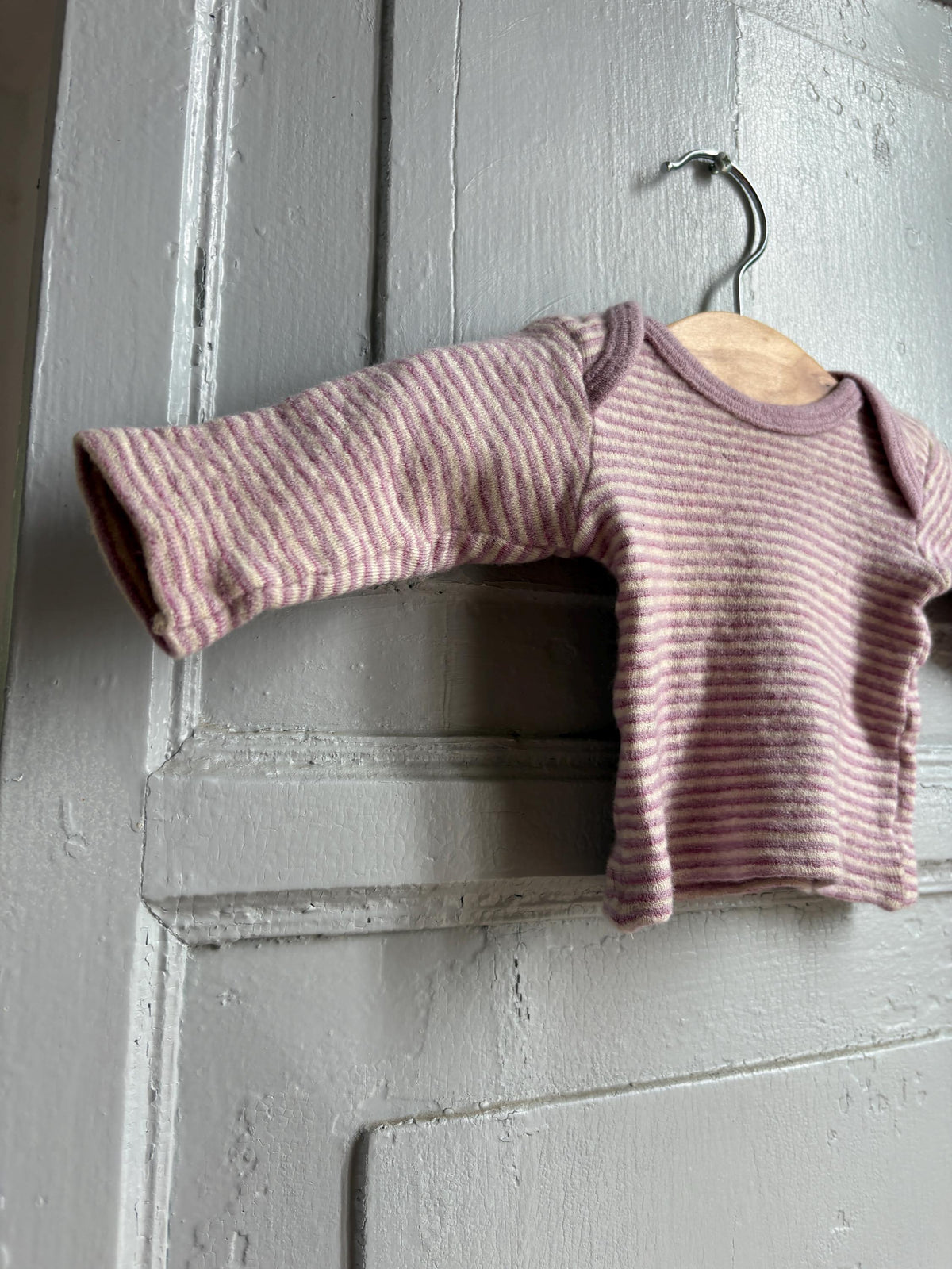 Vintage Engel Baby Wool Silk Top 62/68, Pink Striped Long Sleeve Shirt, Merino Wool Silk, Waldorf Baby, Made in Germany