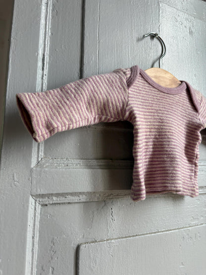 Vintage Engel Baby Wool Silk Top 62/68, Pink Striped Long Sleeve Shirt, Merino Wool Silk, Waldorf Baby, Made in Germany