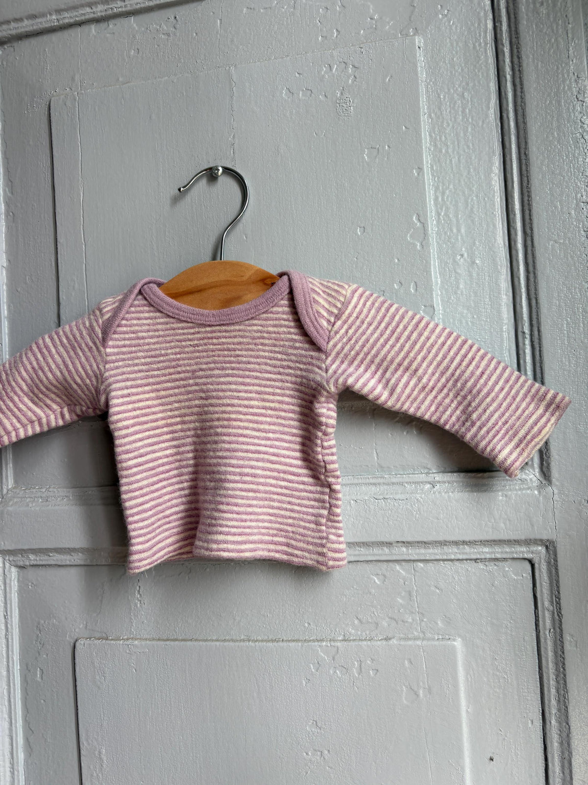 Vintage Engel Baby Wool Silk Top 62/68, Pink Striped Long Sleeve Shirt, Merino Wool Silk, Waldorf Baby, Made in Germany
