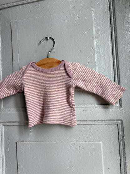Vintage Engel Baby Wool Silk Top 62/68, Pink Striped Long Sleeve Shirt, Merino Wool Silk, Waldorf Baby, Made in Germany