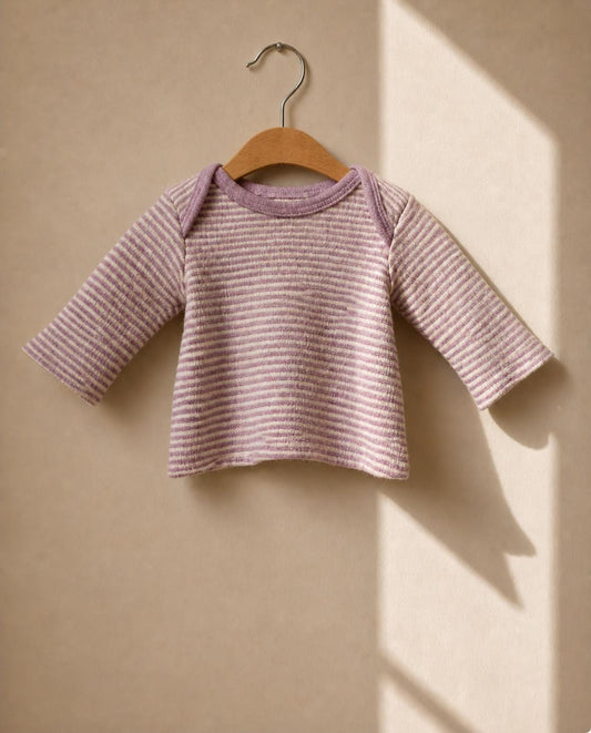 Vintage Engel Baby Wool Silk Top 62/68, Pink Striped Long Sleeve Shirt, Merino Wool Silk, Waldorf Baby, Made in Germany