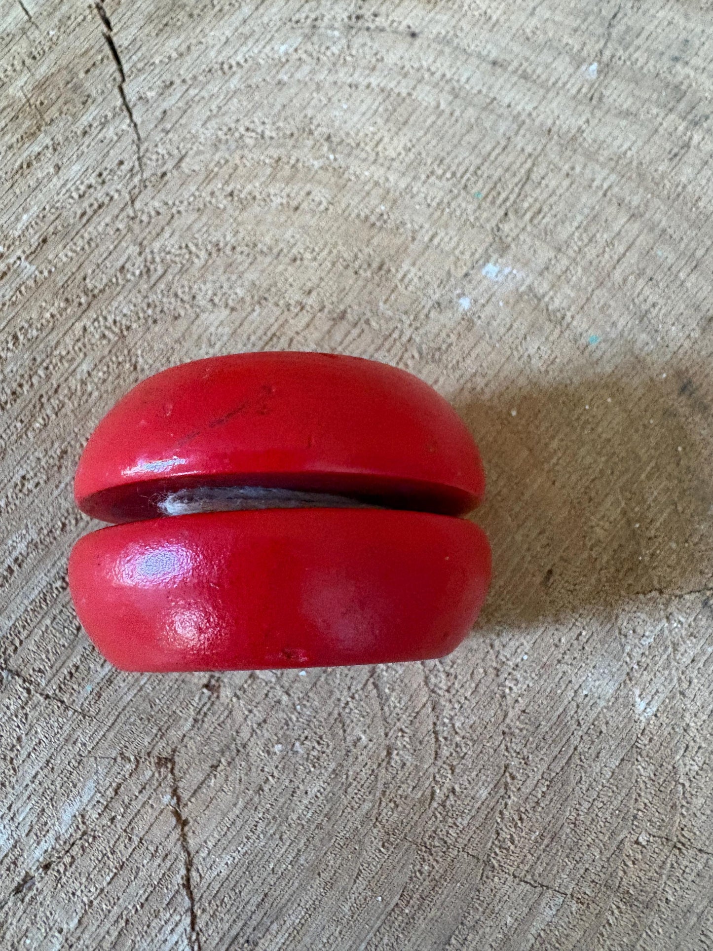 Wooden Ladybug yoyo Toy, Red Painted Ladybird Disc, 5 cm, Secondhand Collectible, Small Nature Toy