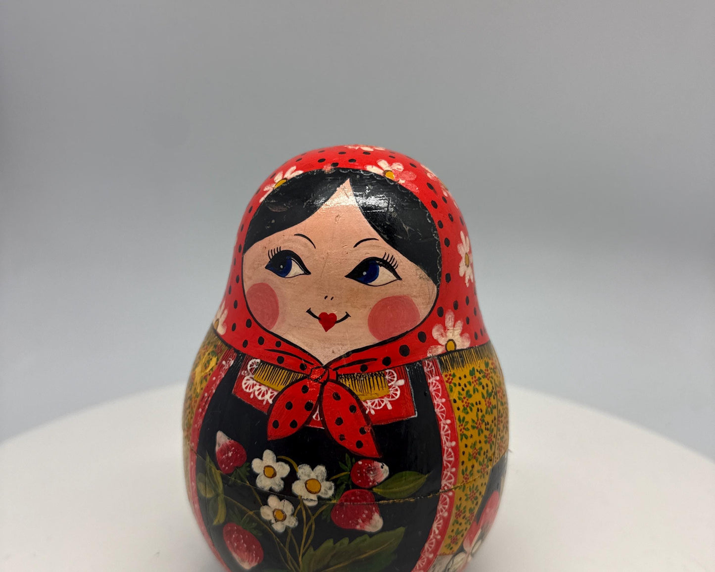 Hand-Painted Red Wooden Matryoshka Doll, Decorative