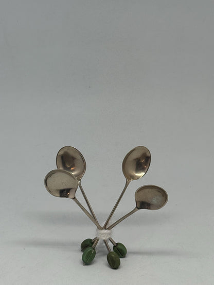 Set of 4 EPNS Teaspoons, 10 cm Silver-Plated Cutlery, Vintage Small Spoon Set, Tableware, Afternoon Tea
