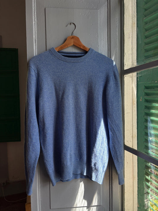 Vintage Blue Lambswool Knit Jumper — detail
