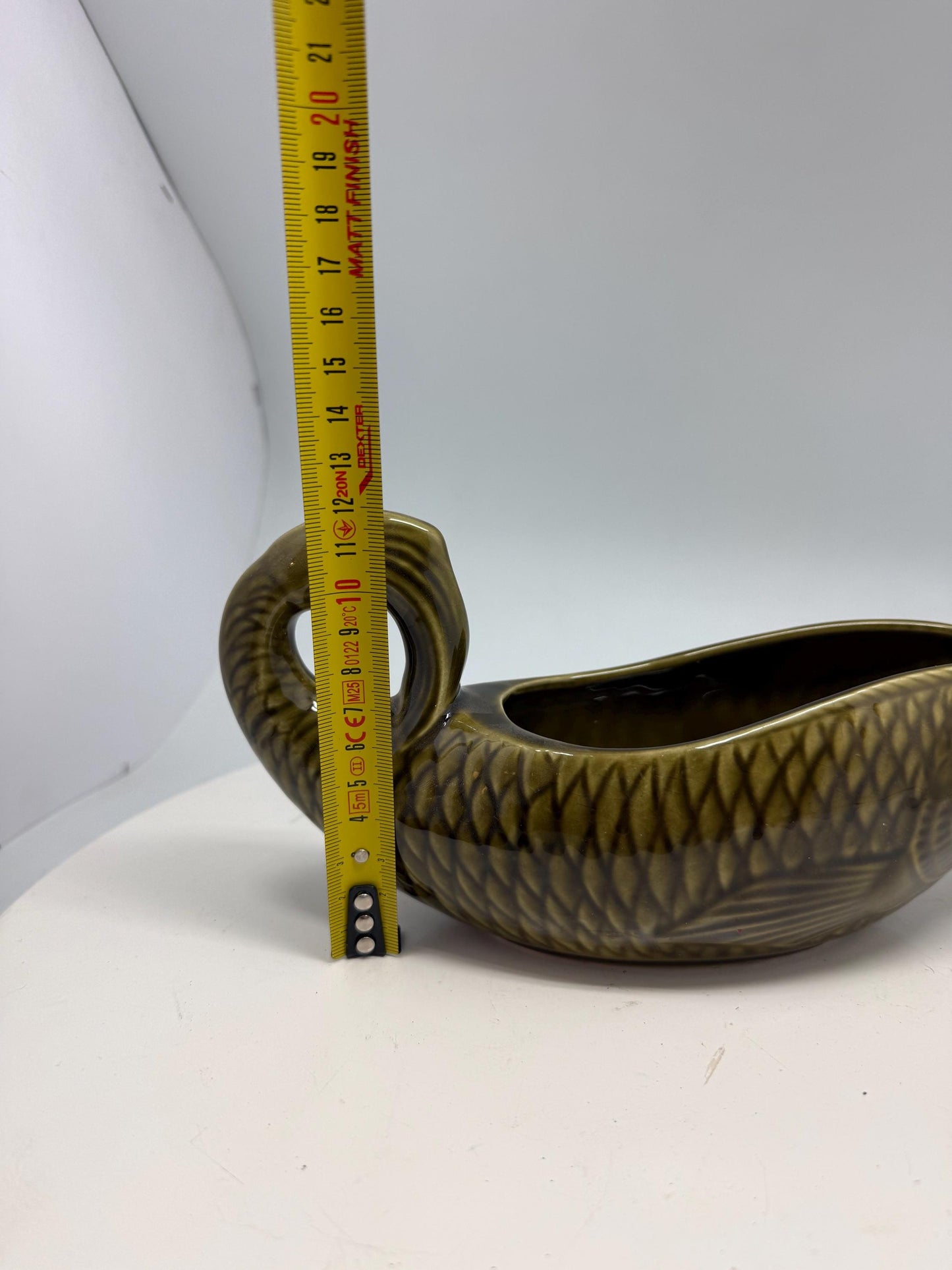 Vintage ceramic fish gravy boat, textured scale design