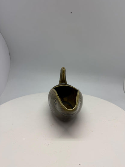Vintage ceramic fish gravy boat, textured scale design