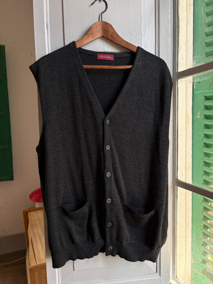 Vintage Emidio Tucci Wool Waistcoat, Men's XL XXL, Dark Academia Knit Vest, Button Front Sweater Vest, Luxury menswear