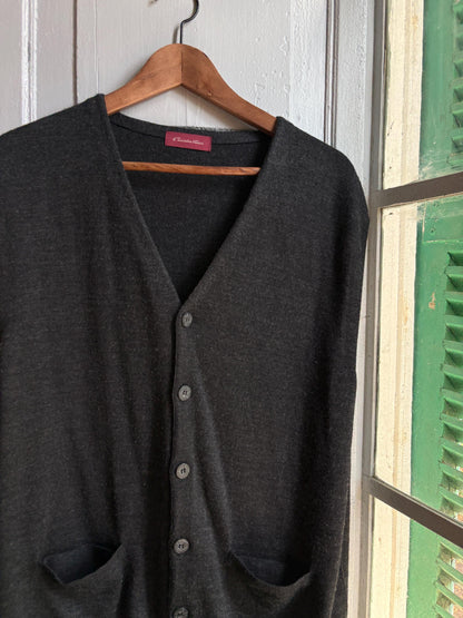 Vintage Emidio Tucci Wool Waistcoat, Men's XL XXL, Dark Academia Knit Vest, Button Front Sweater Vest, Luxury menswear