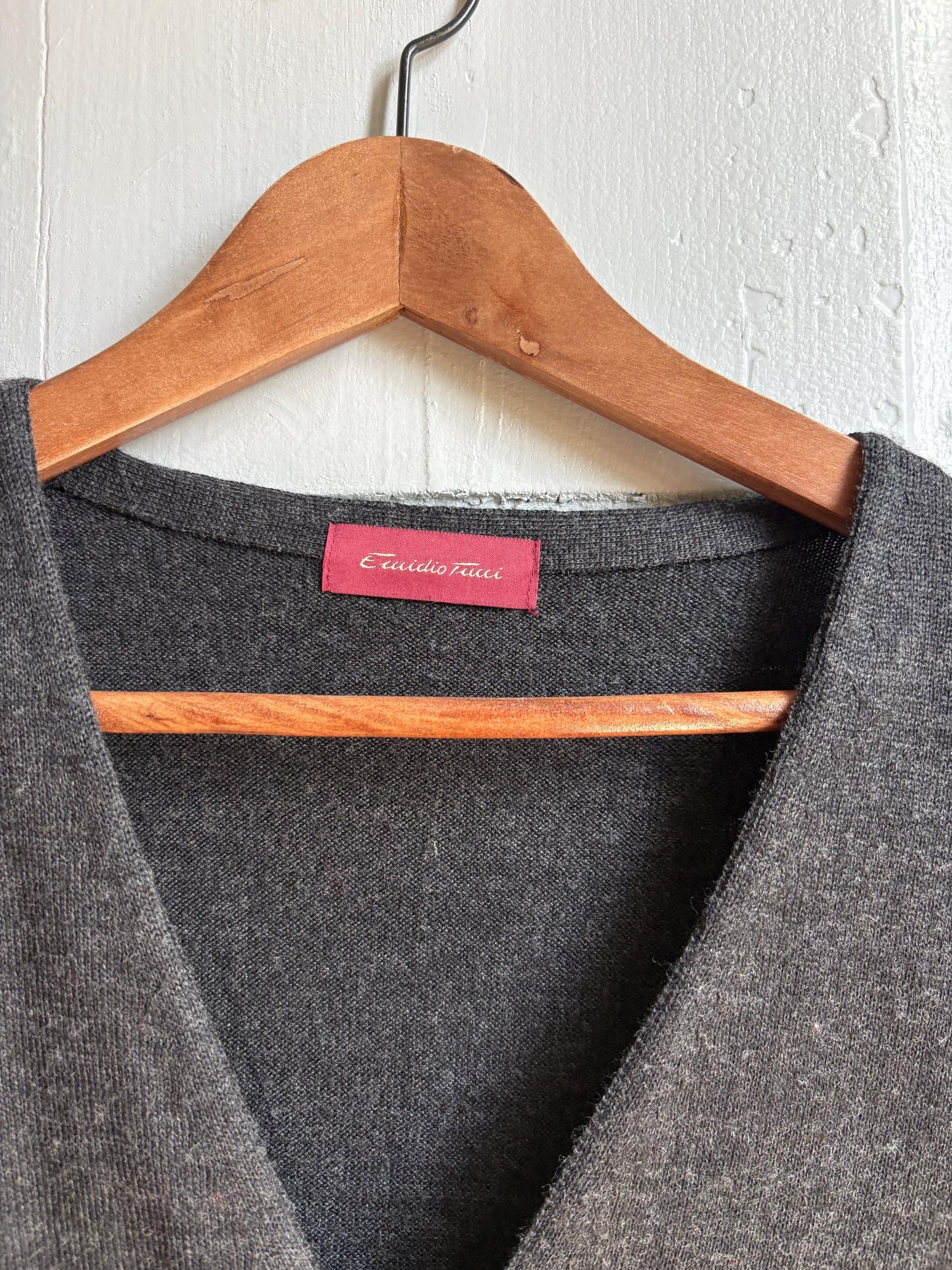 Vintage Emidio Tucci Wool Waistcoat, Men's XL XXL, Dark Academia Knit Vest, Button Front Sweater Vest, Luxury menswear