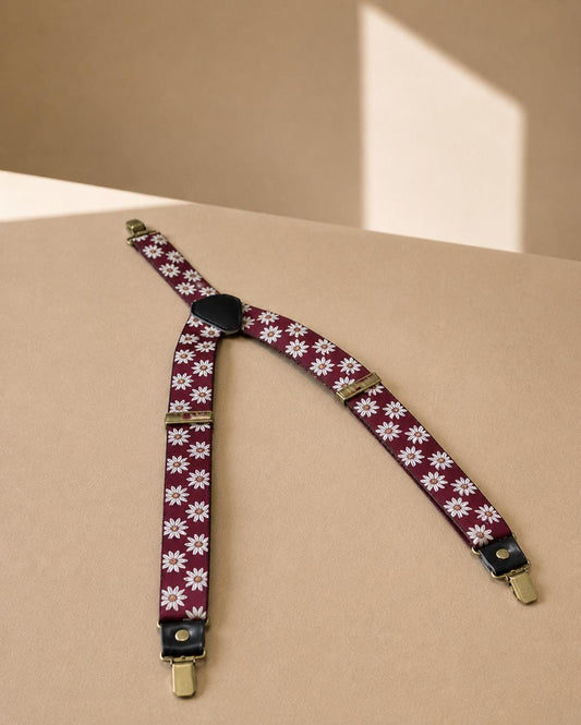 Vintage Floral Suspenders, Edelweiss Style Braces, Adult Burgundy Suspenders, Oktoberfest Braces, Cottagecore, German Style