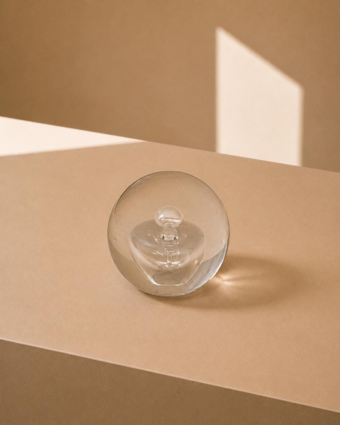 Clear Glass Sphere Paperweight with Bubble Design, Minimalist Decor
