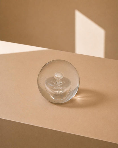 Clear Glass Sphere Paperweight with Bubble Design, Minimalist Decor