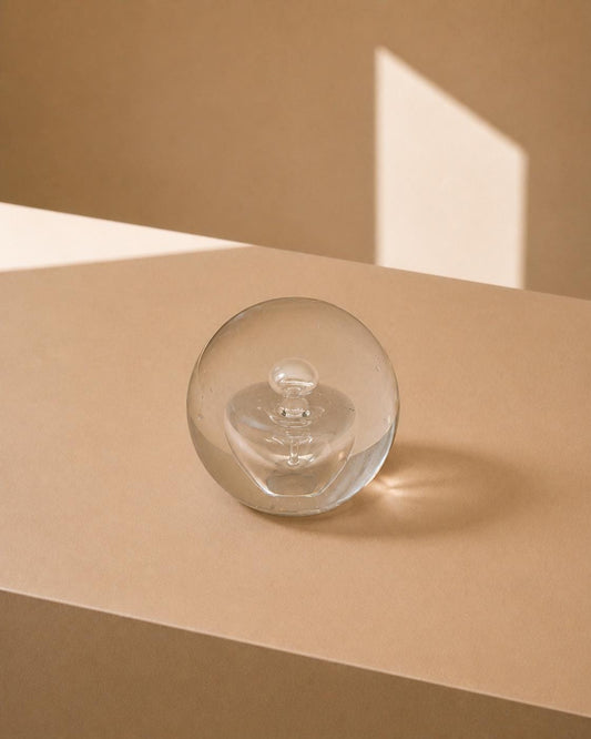 Clear Glass Sphere Paperweight with Bubble Design, Minimalist Decor