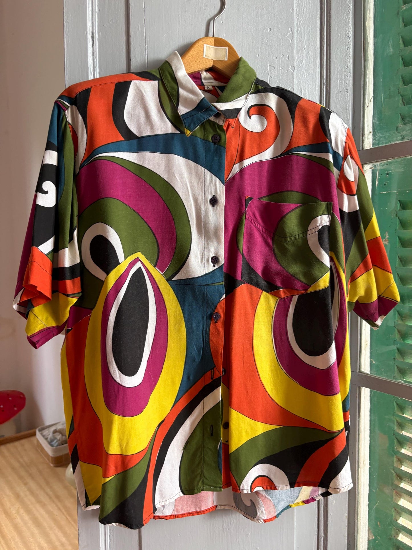 Vintage Abstract Print Viscose Blouse