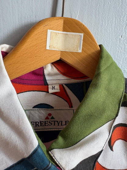 Vintage Abstract Print Viscose Blouse — back view