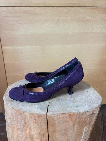 Sacha London Suede Leather Heels, Made in Spain, Purple Leather Pumps, Luxury Designer Shoes, Vintage Style, EU 40, Elegant Shoes