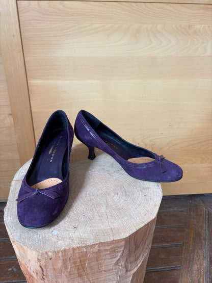 Sacha London Suede Leather Heels, Made in Spain, Purple Leather Pumps, Luxury Designer Shoes, Vintage Style, EU 40, Elegant Shoes