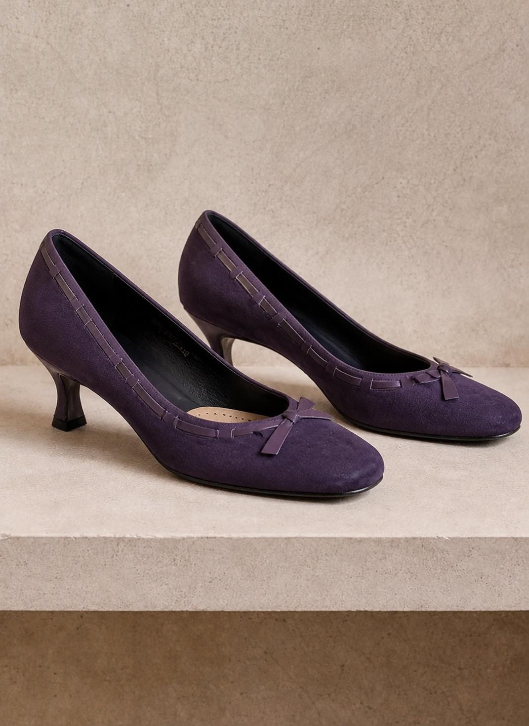 Sacha London Suede Leather Heels, Made in Spain, Purple Leather Pumps, Luxury Designer Shoes, Vintage Style, EU 40, Elegant Shoes
