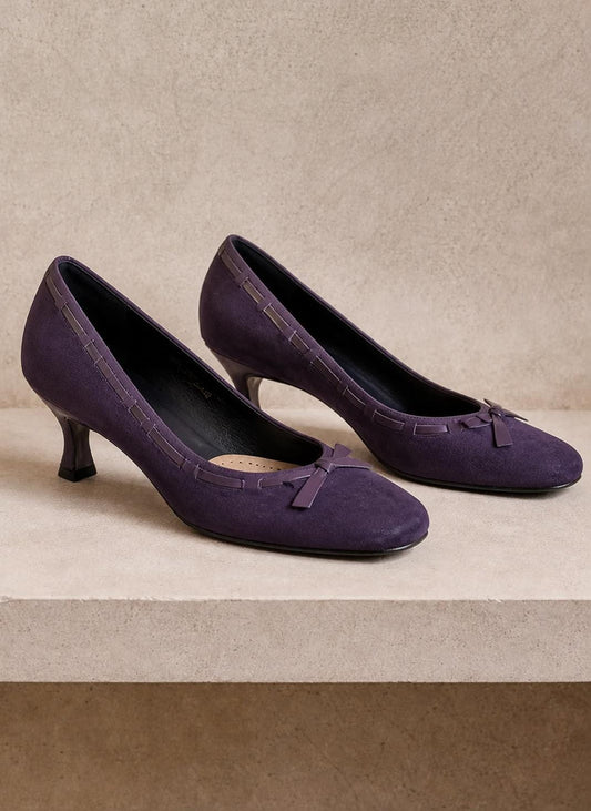 Sacha London Suede Leather Heels, Made in Spain, Purple Leather Pumps, Luxury Designer Shoes, Vintage Style, EU 40, Elegant Shoes
