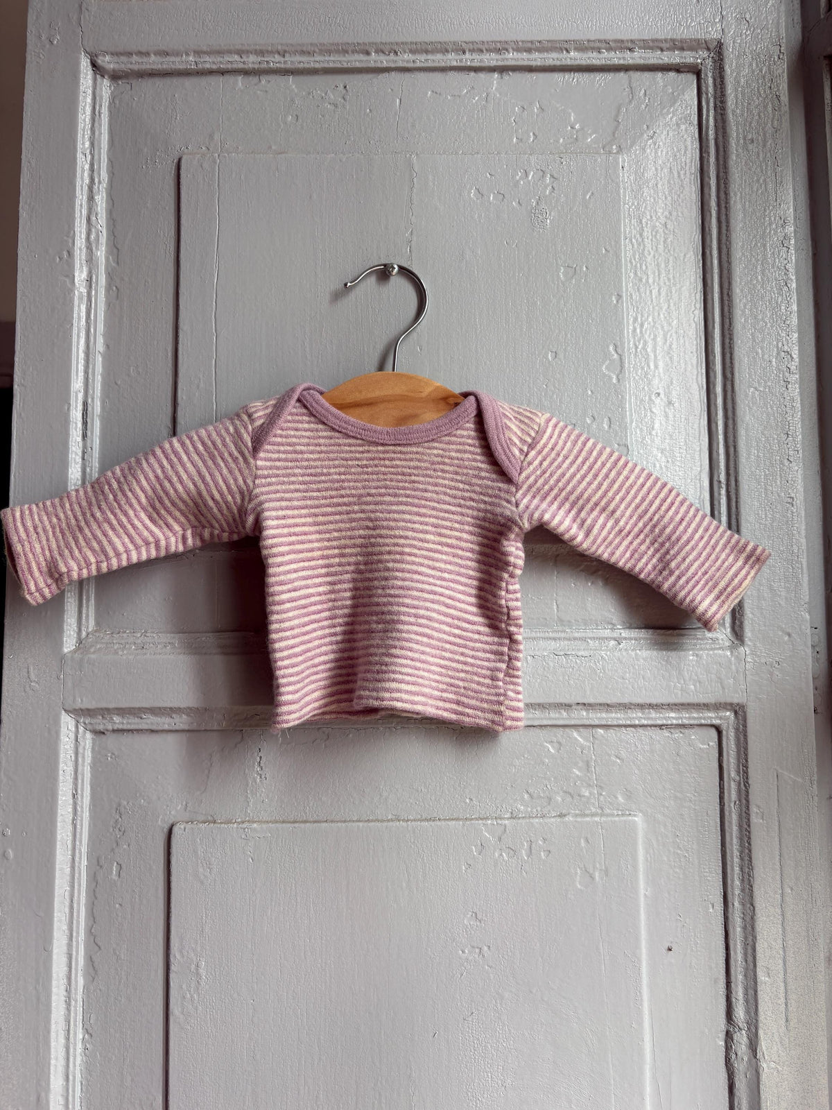 Vintage Engel Baby Wool Silk Top 62/68, Pink Striped Long Sleeve Shirt, Merino Wool Silk, Waldorf Baby, Made in Germany