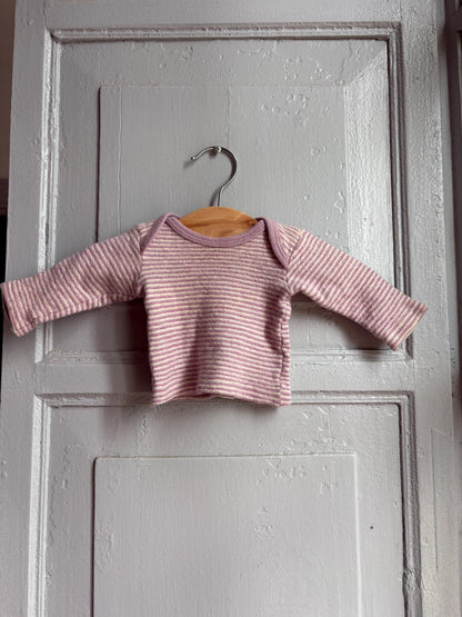 Vintage Engel Baby Wool Silk Top 62/68, Pink Striped Long Sleeve Shirt, Merino Wool Silk, Waldorf Baby, Made in Germany